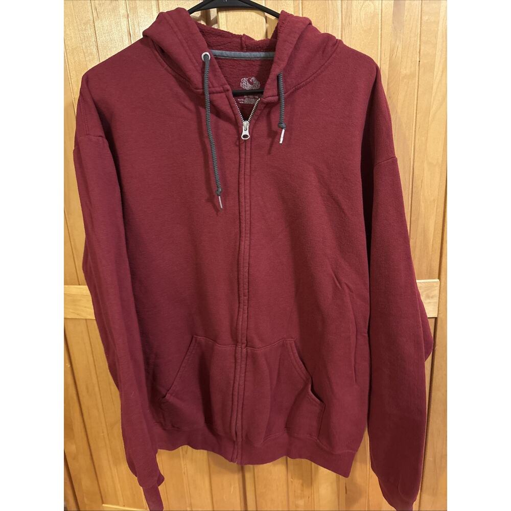 Fruit of the Loom Men's EverSoft Fleece Full Zip Hoodie Jacket Red Burgundy XL